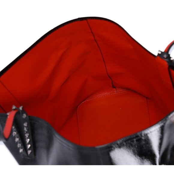 Christian Louboutin Cabata Small Tote Bag Black Red Patent Leather - Picture 9 of 10